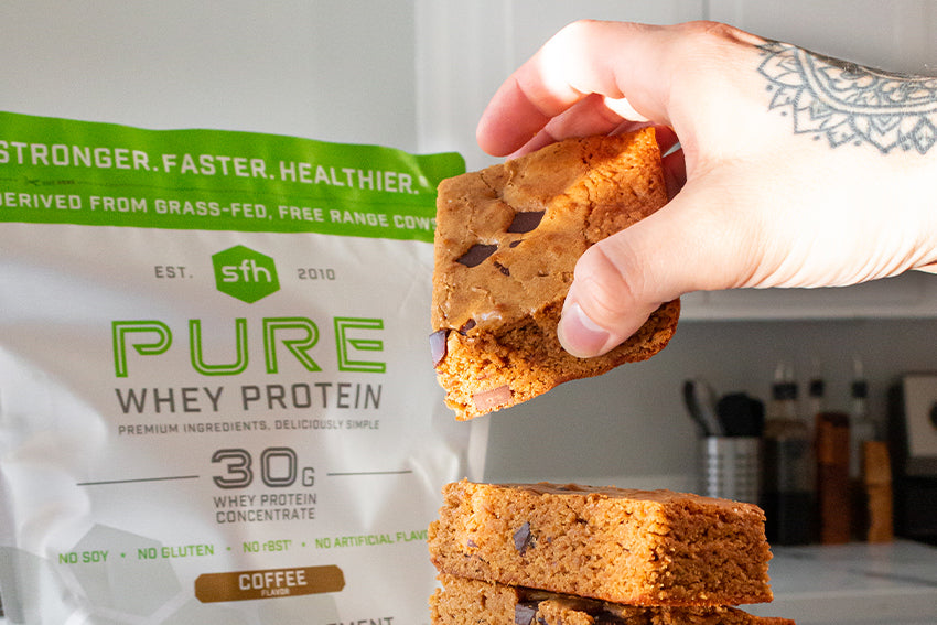 Coffee-Chip Protein Blondies