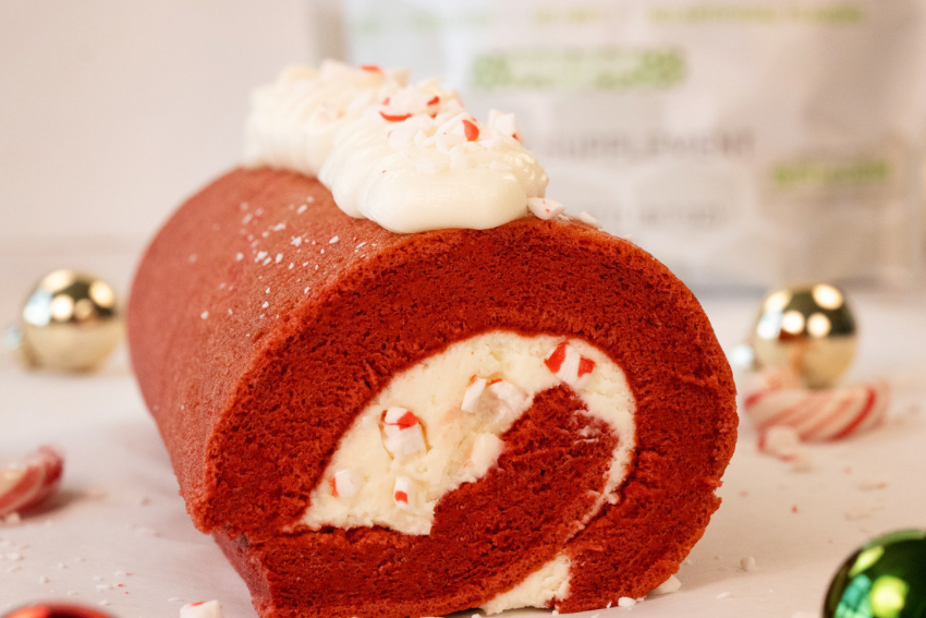 Peppermint Red Velvet Cake Roll