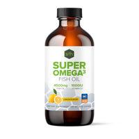 Super Omega 3 Fish Oil with Vitamin D3 in orange flavor 8 oz bottle