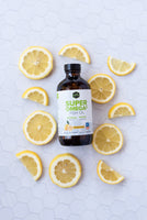 Orange flavored omega 3 fish oil with added vitamin D3 in 240ml bottle