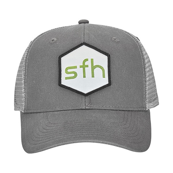 SFH PATCH TRUCKER HAT - CHARCOAL.